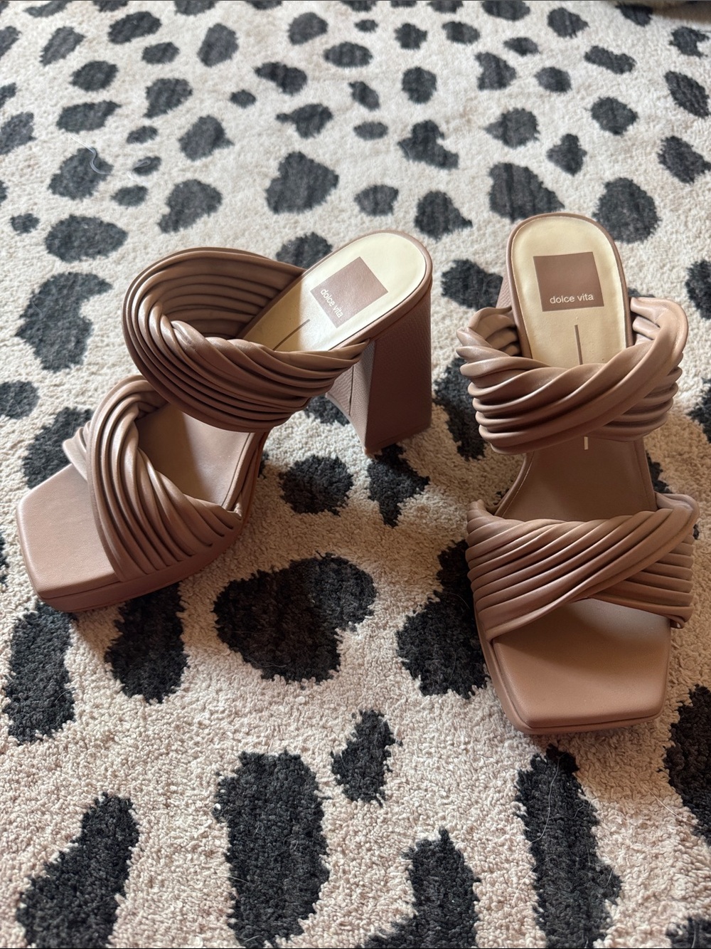 Dolce Vita Taupe Braided Block Heel Mules
